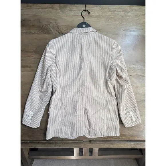 Polo Ralph Lauren Blazer Jacket Mens Medium Brown Striped Single Breasted Notch